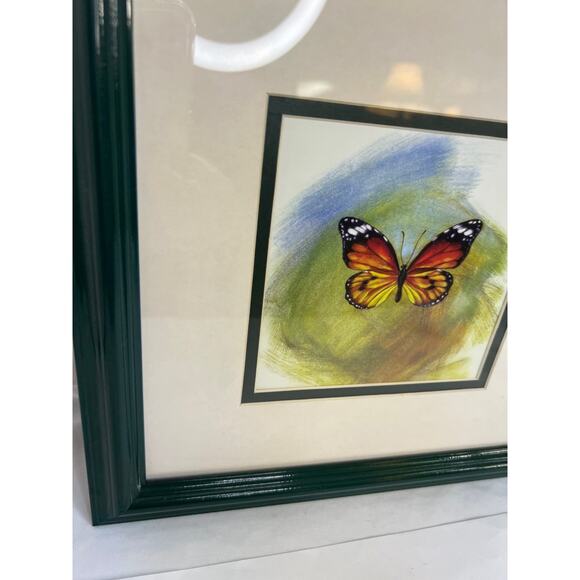 Monarch Butterfly Green Framed Wall Art 9x10 - Picture 2 of 7